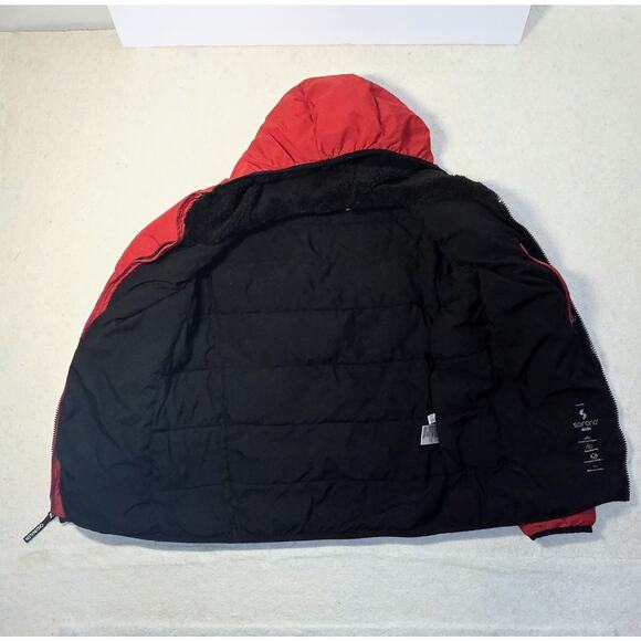 Calvin Klein Red Puffer Jacket w/ Hood–Sorona Aura Insulation, Warm & Breathable - Picture 3 of 6